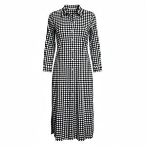 Signature Collection Blue White‎ Gingham Button Front Midi  Dress 1X 18W 20W